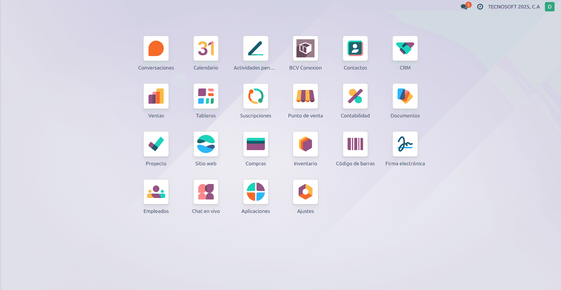 Odoo 18 en computadora de escritorio
